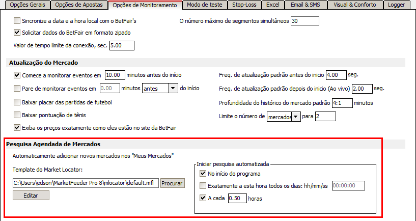 Pesquisa agendada de mercados