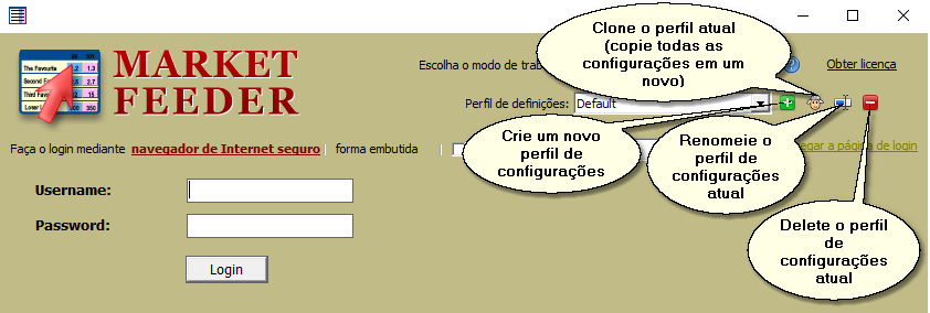 Settings profile actions